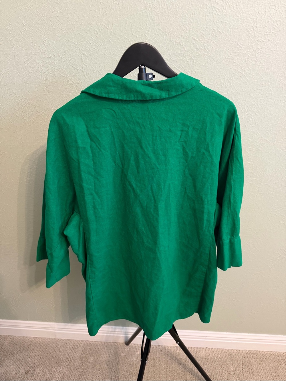 Zara Green Linen-Blend Shirt - Picture 3 of 3
